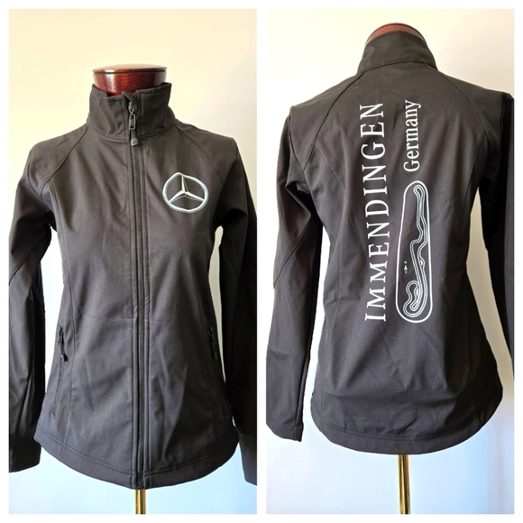 JAMES & NICHOLSON MERCEDES  Black Jacket with BMW testing Track Back. Size Small - Picture 1 of 15